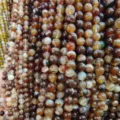 Natural striped agate loose round beads DIY jewelry making handmade craft necklace supplies - 4mm / Brown Agate