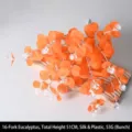 Tiges d'eucalyptus artificielles orange vif, bouquet décoratif en soie et plastique 16 fourches. - Eucalyptus à 16 Branches / Orange