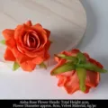 Tête de rose artificielle en velours orange, 8cm de diamètre, 4cm de haut, variante SKU - Tête de Rose Esa / Orange