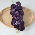 Branche d'Orchidée Phalaenopsis Artificielle 9 Têtes Violet Foncé Fausse Fleur Déco - Violet foncé