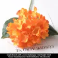 Hortensia en soie artificielle orange tige unique 45cm pour décor de mariage maison - Hortensia avec Feuilles / Orange