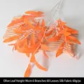 Branche d'olivier orange artificielle 96 cm avec 6 fourches et 60 feuilles de soie - Feuille d'Olivier / Orange