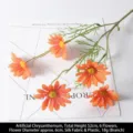 Chrysanthèmes hollandais orange artificiels, fleur en soie de 52 cm à 6 têtes - Aster / Orange