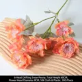 Branche de pivoine orange artificielle avec 6 têtes pour décoration de mariage - Pivoine de neige / Orange