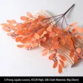 Feuilles de jujubier artificielles en soie orange, 5 branches, 45 cm pour décor - Feuille de Jujubier à 5 Fourches / Orange