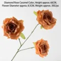 Rose diamant artificielle caramel, hauteur 66 cm, diamètre 8,5 cm pour mariage - Rose Diamant 3 Têtes (Sans Feuilles) / Couleur caramel