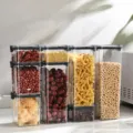 Clear plastic kitchen food storage container stackable dry goods organizer canister - 950ML / Transparent Airtight Jar