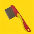 Fine-tooth pet flea comb for dogs and cats featuring a red and yellow ergonomic handle - Pet Fine Tooth Comb