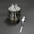 Stainless steel oil container with lid double ear grease pot kitchen cooking storage tool - Lard Pot with Strainer and Spoon 3-Piece Set
