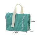 Green insulated lunch bag waterproof cooler bag with sturdy handles and zipper closure. - Green