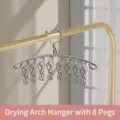 Durable arc stainless steel sock drying rack with 8 windproof hanging clips for laundry - 8-Clip Arc Style / 3.0mm Thick