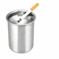 Stainless steel windproof ashtray with clip design in natural metal finish for office. - Ashtray (Natural Steel)