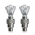 Colorful LED tire valve caps for cars and bikes, diamond crystal head wheel hub lights. - White