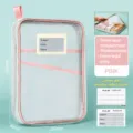 L-shaped mesh file bag student transparent document folder multi-layer storage pink - Pink