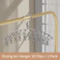 Premium stainless steel arc shaped sock drying rack variant with 10 clips for laundry - 10-Clip Arc Style / 3.0mm Thick