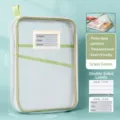 Transparent mesh file bag with L-shaped opening, 3-layer storage, and grass green trim. - Green