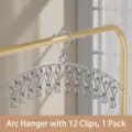 Stainless steel arch-shaped drying rack with 12 clips for socks and small items - 12-Clip Arc Style / 3.0mm Thick