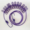Purple travel clothesline with clips and hooks, portable elastic rope for outdoor drying. - Purple