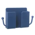 Wandmontierter Handyhalter Fernbedienung Aufbewahrungsbox Organizer mit zwei Haken blau - Blau
