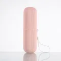 Portable travel toothbrush case pink mouthwash cup with lanyard for outdoor daily use. - Travel Toothbrush Cups (Nordic Pink with Lanyard, OPP Packaging)
