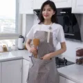 Wasserdichte Küchenschürze mit Handtuch, braun gestreifte Kochschürze für den Haushalt. - Kaffeebraun