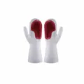 Guanti da pulizia domestica multifunzionali in rosso Morandi con palmi in silicone - Taglia unica / Spazzola a Due Mani / Rosso