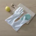 Silikon Handschuhe Weiss Küche Reinigungspads Haushalt mit Bürste praktische Helfer - Einheitsgröße / Magische Putzhandschuhe - Grün
