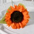 Fausse fleur de tournesol orange artificielle tige unique pour décoration de table bureau - Orange