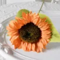Fausse fleur tournesol artificiel déco table maison bouquet orange belle grande - Orange Clair