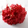 Realistic single stem red silk hydrangea lollipop flower for home and wedding decor - Red