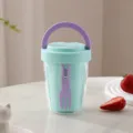Portable Salad Cup Light Green Bento Box with Fork and Handle for Daily Use New Vibes - Purple and Green