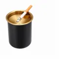 Stainless steel windproof ashtray with funnel design and cigarette holder matte black finish - Ashtray (Speckled Black)