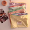 Macaron color-blocking portable zipper makeup pouch cosmetic storage bag for daily travel. - Lovely Pink