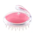 Pink silicone scalp massage brush, soft bristle shampoo hair scrubber for daily care. - Pink