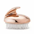 Detailed close-up of a rose gold scalp massage brush with soft silicone bristles - Rose Gold