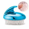 Detail of deep sea blue scalp massager with soft silicone bristles - Space Blue