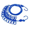 Portable travel clothesline with clips and hooks, blue elastic elastic line for outdoor. - Dark Blue