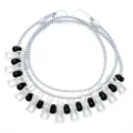 Portable travel clothesline with elastic rope, metal hooks and clips for outdoor hotel use. - White (With Interval Buckle)