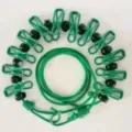 Portable travel clothesline with clips and elastic rope for outdoor hotel laundry drying. - Green (With Interval Buckle)