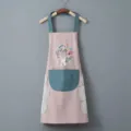 Cute waterproof kitchen apron with pockets and wipe towels, pink floral rabbit design. - 65*68cm / Pink Wreath Rabbit