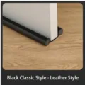 Classic black leather door bottom seal strip for soundproofing and wind protection - Full Synthetic Leather Style / Black