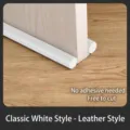 Premium white leather door bottom seal strip for effective draft and sound protection - Full Synthetic Leather Style / White