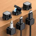 Magnetic cable organizer clips for desk and car, 6 pack black wire cord management holders. - 6 Pieces Pack / Black