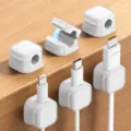 Magnetic cable organizer clip 6pcs white desktop cord holder wire management tool - 6 Pieces Pack / White