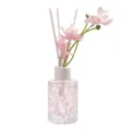 Elegante set de difusor de varillas con flores rosas artificiales y frasco de vidrio - 50ml / Barrio Francés / Rosa Claro
