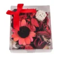 Caja de regalo de popurrí de flores secas naturales con lazo rojo decorativo - Aroma a Fresa (Rojo) / Caja PVC 10x6.2x11cm