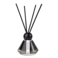 Glass bottle reed diffuser with black sticks and crystal stone for home fragrance and decor. - Pine Smoke Green - Linen
