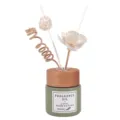 Difusor de aromas minimalista con tapa de madera y varillas de flores secas para el hogar. - Verde Floral / Verde