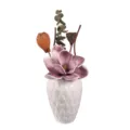 Botella difusora de aroma de ceramica retro con arreglo de flores secas para hogar. - Magnolia y Nardo / 60 ml de aceite esencial de regalo