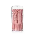 Plastic fruit fork set with transparent storage box, cute animal design dessert forks. - Barrel Pink